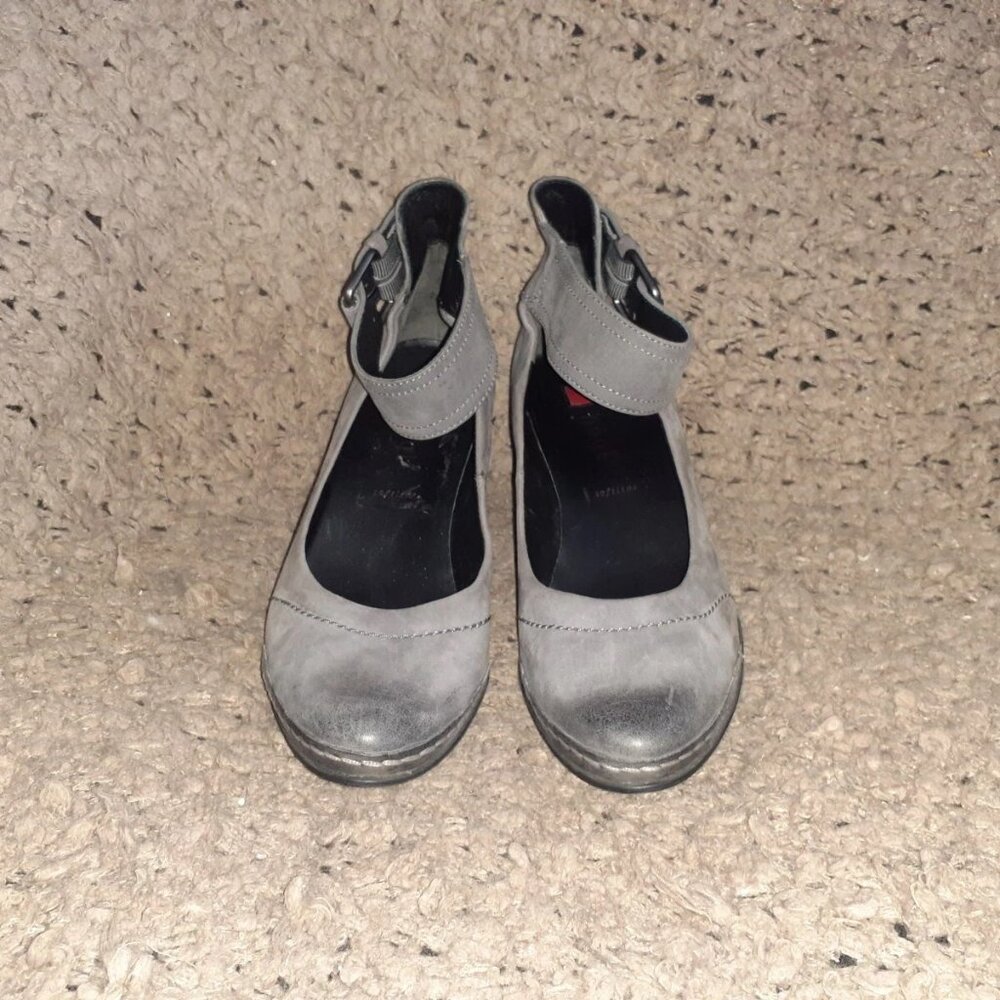 HOGL BRAND-Dark Gray Nubuck-Oiled Leather Areas-Ankle Wrap Strap Snap-Sz 6-NM - Picture 3 of 7